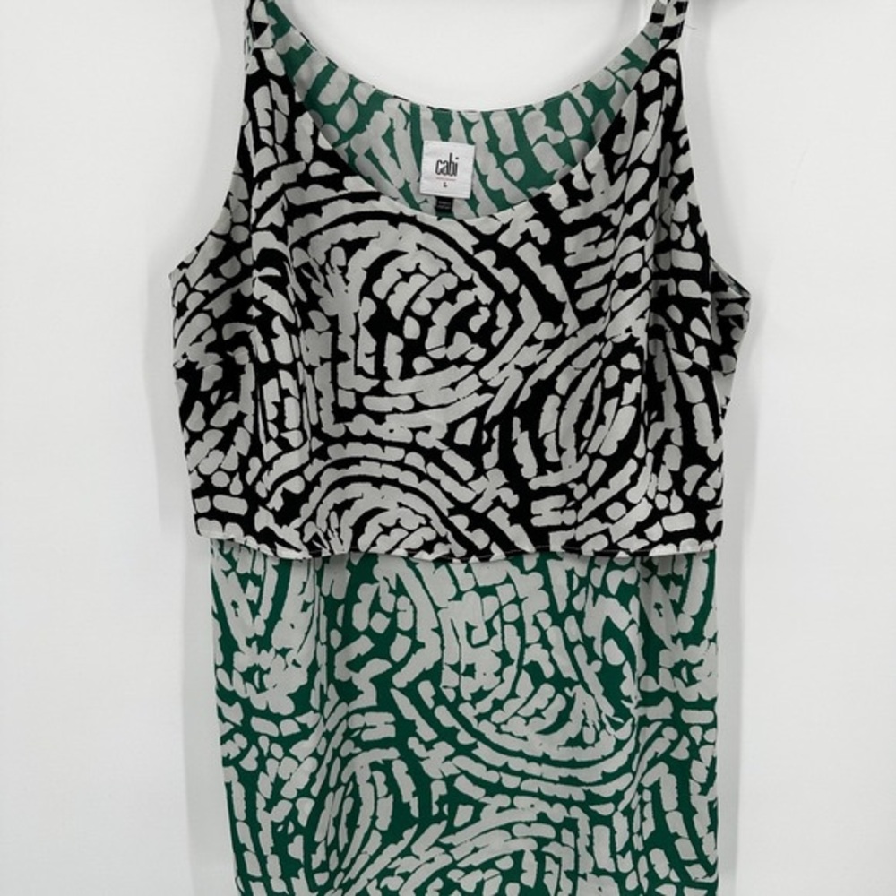 CAbi Green & Black Patterned Layered Tank Top - Picture 2 of 4